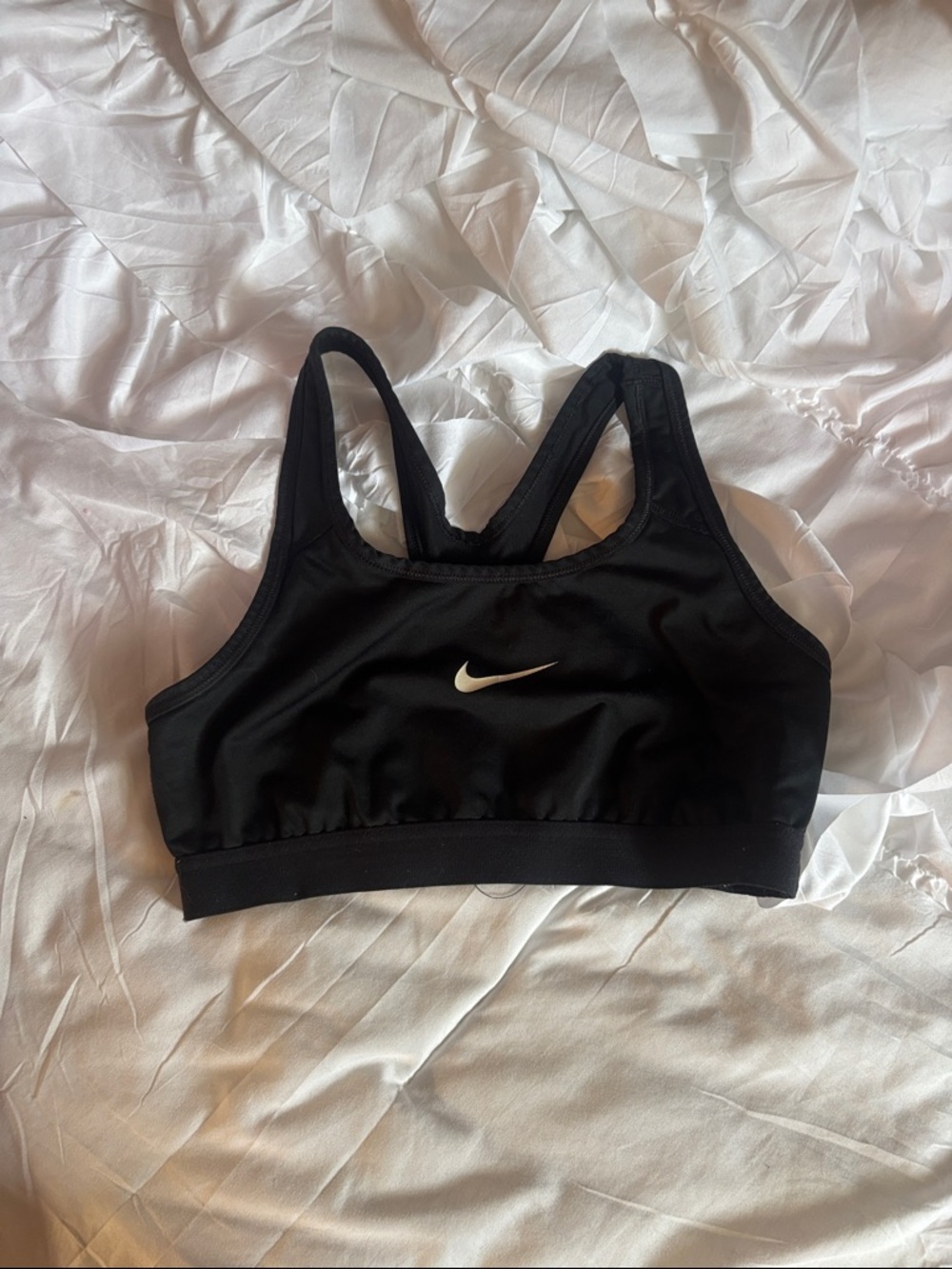 Nike Black Racerback Sports Bra with White Swoosh